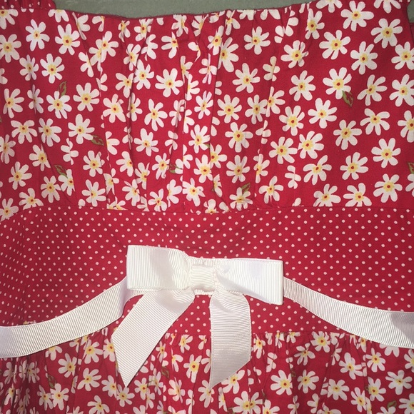 Bonnie Jean Girls Dress Red Flower Print Bow - Picture 2 of 3